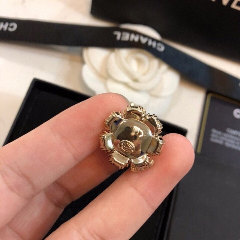 18K CC Round Pearl Diamond Earrings