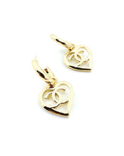 18K CC Heart Pendant Earrings