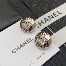 18K CC Circle Diamond Earrings