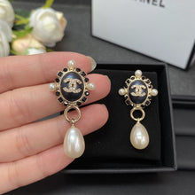 18K CC Pearl Pendant Earrings