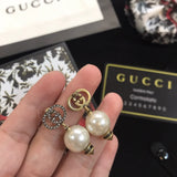 18K Double G Pearl Pendant Earrings