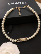 18K CC Scripe Pearls Chain Necklace