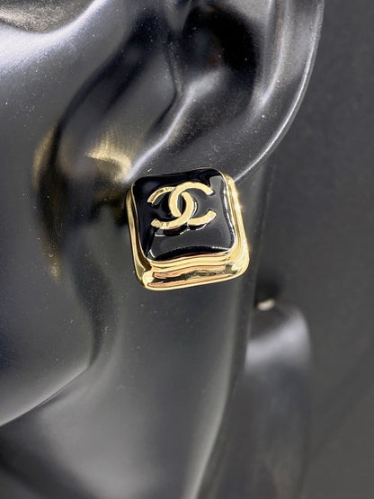 18K Square CC Earrings