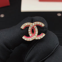 18K CC Pink Resin Crystals Earrings