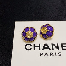 18K CC Purple Flowers Earrings