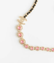 18K CC Pink Crystals Leather Necklace
