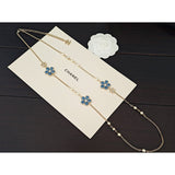 18K CC Blue Flower Long Necklace
