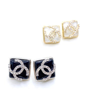 18K CC Square Earrings