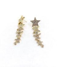 18K CC Star Diamonds Long Earrings