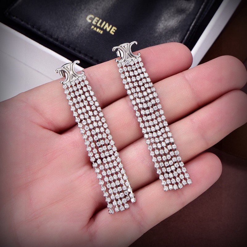 18K CE Coeur Diamond Long Earrings