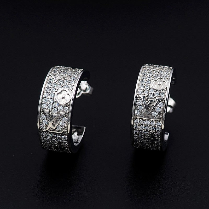 18K Louis Pave Diamond Hoop Earrings
