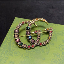 18K Double G Color Crystal Brooch