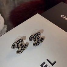 18K CC Black Crystals Earrings