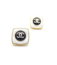 18K CC Pearl Square Earrings