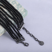 18K CD Bee Black Pearls Chain Necklace