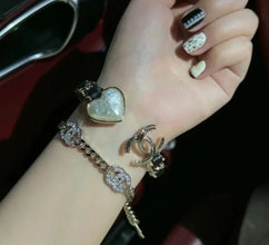 18K CC Heart Black Cuff Bracelet