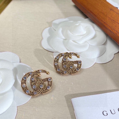18K Double G Crystals Earrings
