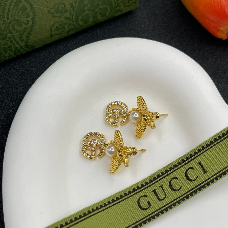 18K GG Flower Diamond Earrings