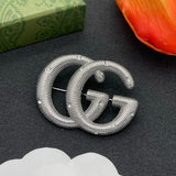 18K GG Gold Diamond Brooch