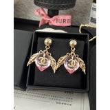 18K CC Pink Peach Gold Earrings