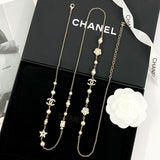 18K CC Long Diamond & Pearl Necklace