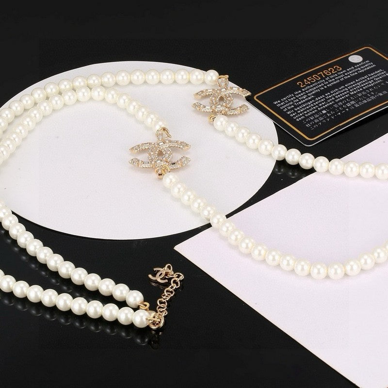 18K CC 26C Long Pearl Necklace