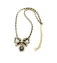 18K CC Rhinestone Bow Tie Necklace