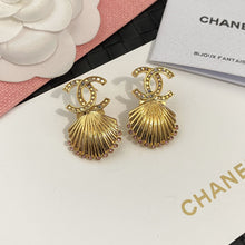 18K CC Shell Pendant Earrings