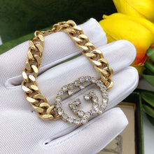 18K Double G Interlocking G Diamond Chain Bracelet