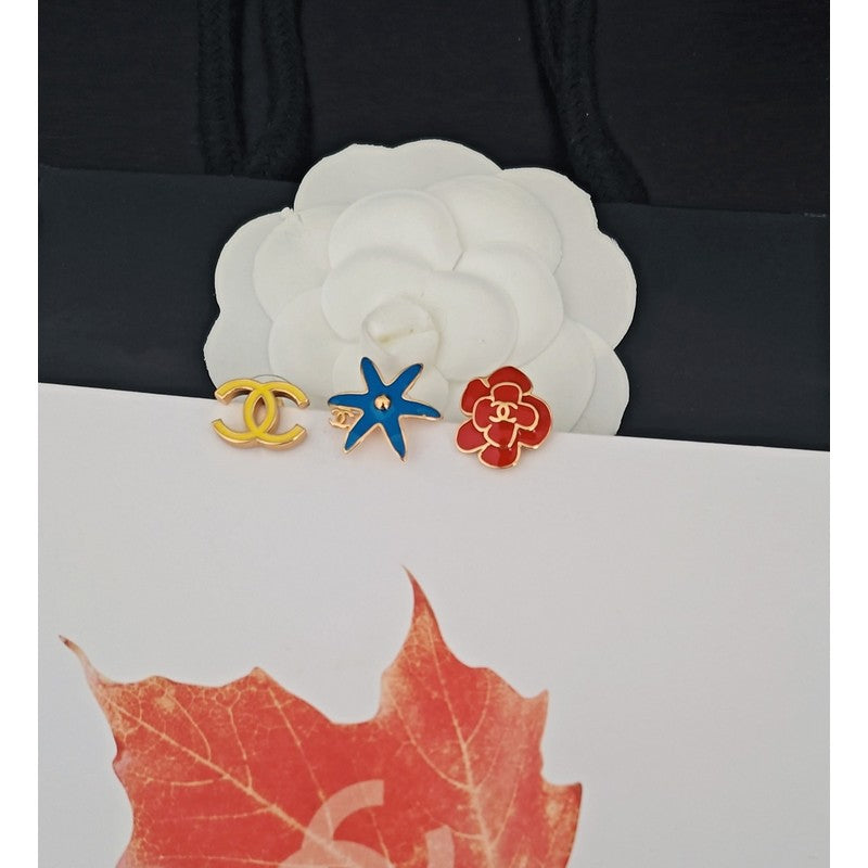 18K CC Color Camellia Earrings