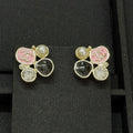 18K CC Black & Pink Crystal Earrings