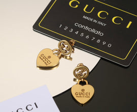 18K Double G Heart Pendant Earrings