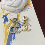 18K CC Pendant Crystal Earrings