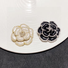 18K CC Camellia Black & White Brooch