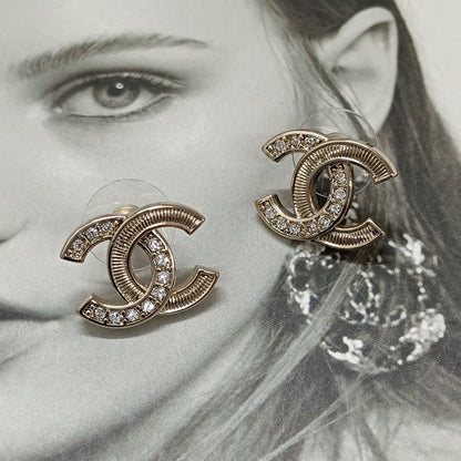 18K CC Vintage Diamond Gold Earrings