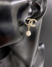 18K CC Pearl Pendant Earrings