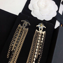 18K CC Black Crystal Tassel Earrings