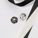 18K CC Black & Pink Camellia Earrings