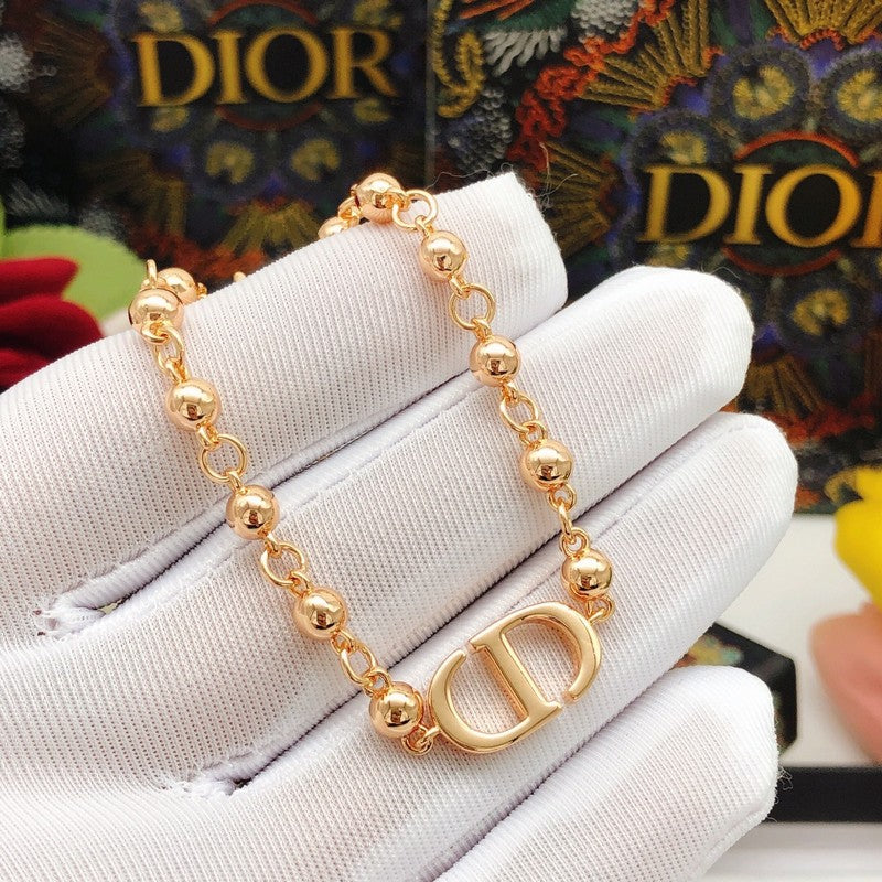 18K CD Rose Gold Beads Bracelet