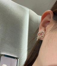 18K T Keys Woven Diamond Earrings