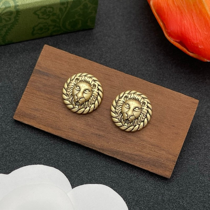 18K GG Lion Earrings