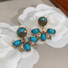 18K Double G Blue Flowers Earrings