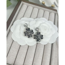 18K CC Black Four-Leaf Clover Earrings