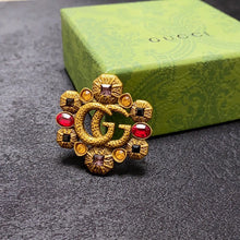 18K Double G Flower Crystal Brooch