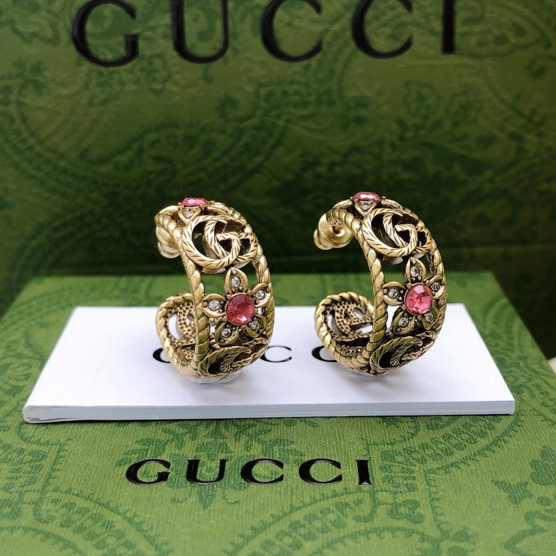 18K GG Pink Crystal Earrings