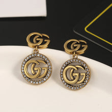 18K GUCCI Double G Crystals Vintage Earrings