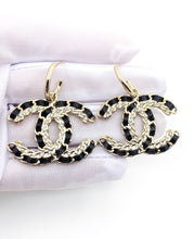 18K CC Pendant Leather Earrings