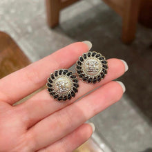 18K CC Black Earrings