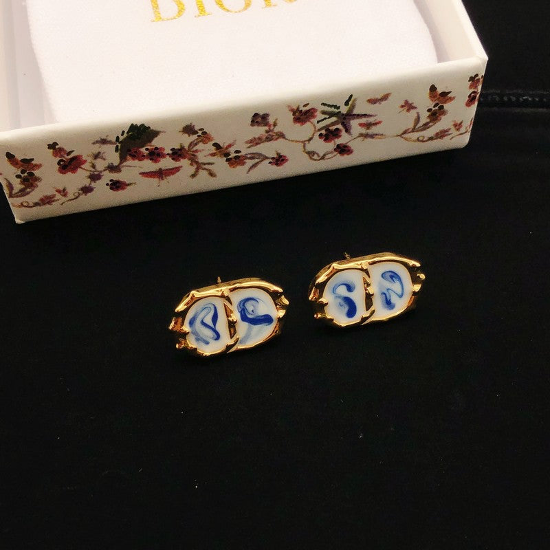 18K CD Sky Blue Gold Earrings