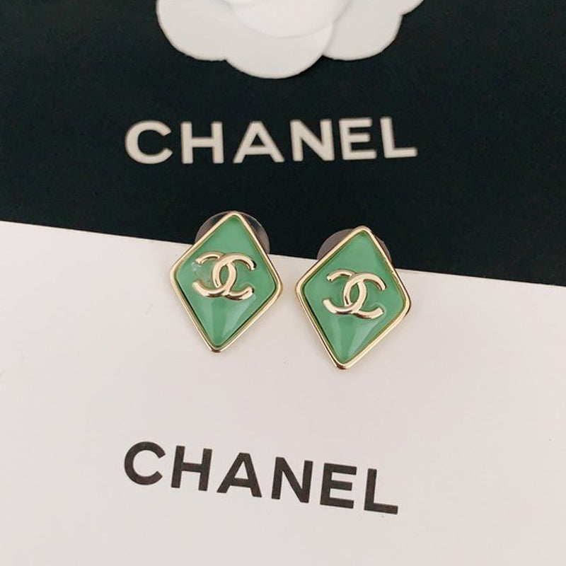 18K CC Green Earrings